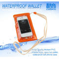 PVC cell phone waterproof bag/card wallet/moneybag with neck sling